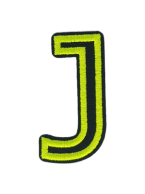 Putali 'J' Alphabet Neon Green on Black Embroidery Patch D-02