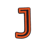 Putali 'J' Alphabet Neon Orange on Black Embroidery Patch D-02