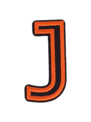 Putali 'J' Alphabet Neon Orange on Black Embroidery Patch D-02