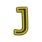 Putali 'J' Alphabet Neon Yellow on Black Embroidery Patch D-02