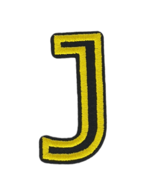 Putali 'J' Alphabet Neon Yellow on Black Embroidery Patch D-02