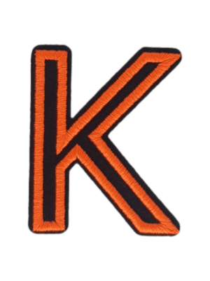 Putali 'K' Alphabet Neon Orange on Black Embroidery Patch D-02