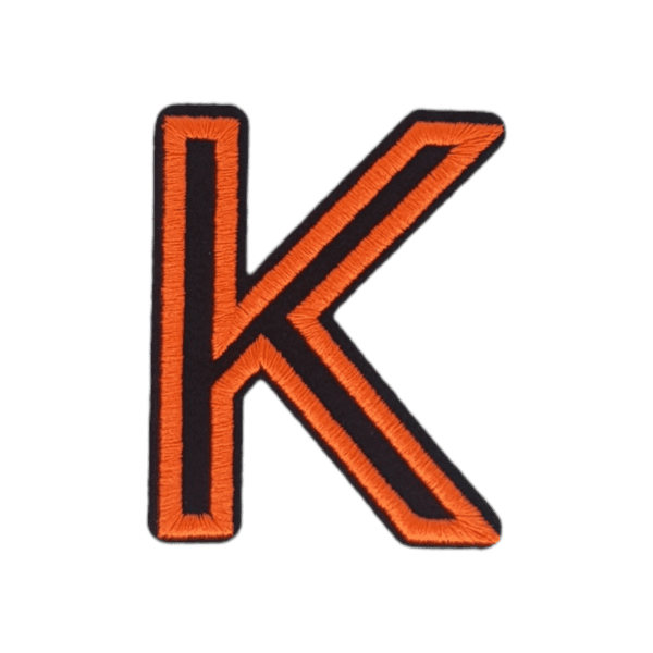 Putali 'K' Alphabet Neon Orange on Black Embroidery Patch D-02