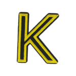 Putali 'K' Alphabet Neon Yellow on Black Embroidery Patch D-02