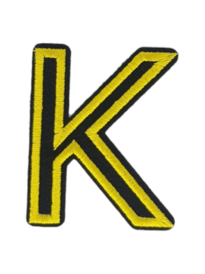 Putali 'K' Alphabet Neon Yellow on Black Embroidery Patch D-02