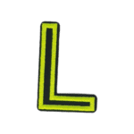 Putali 'L' Alphabet Neon Green on Black Embroidery Patch D-02