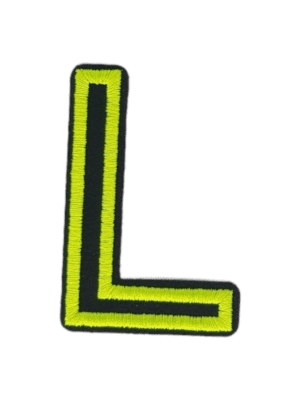 Putali 'L' Alphabet Neon Green on Black Embroidery Patch D-02