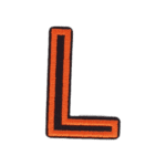 Putali 'L' Alphabet Neon Orange on Black Embroidery Patch D-02