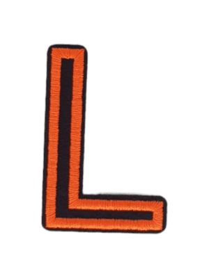 Putali 'L' Alphabet Neon Orange on Black Embroidery Patch D-02