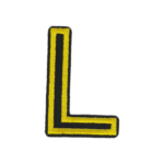 Putali 'L' Alphabet Neon Yellow on Black Embroidery Patch D-02