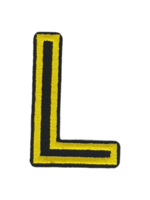 Putali 'L' Alphabet Neon Yellow on Black Embroidery Patch D-02