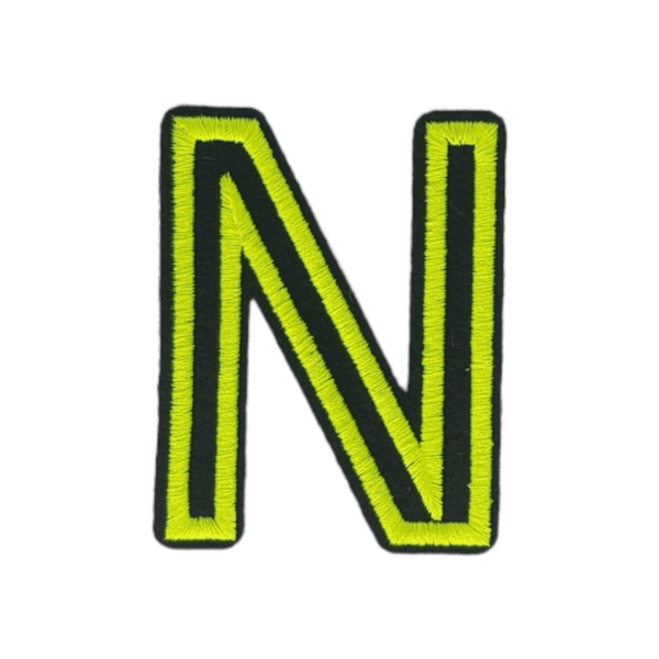 Putali 'N' Alphabet Neon Green on Black Embroidery Patch D-02