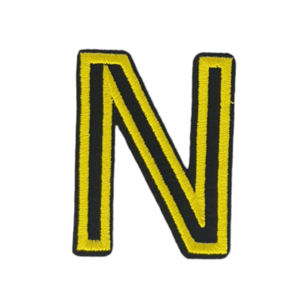 Putali 'N' Alphabet Neon Yellow on Black Embroidery Patch D-02