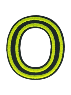 Putali 'O' Alphabet Neon Green on Black Embroidery Patch D-02