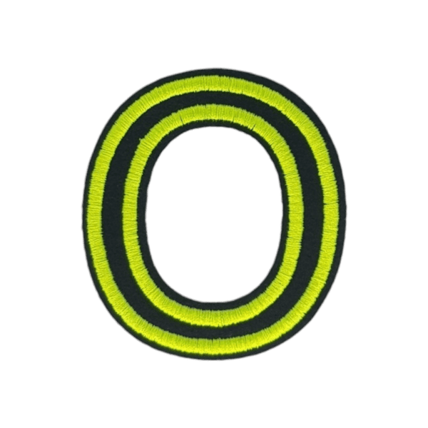 Putali 'O' Alphabet Neon Green on Black Embroidery Patch D-02