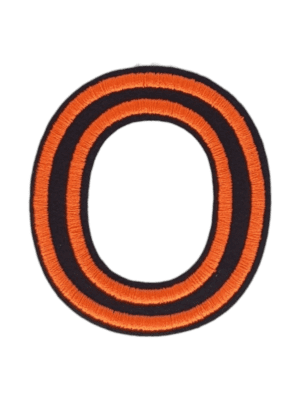 Putali 'O' Alphabet Neon Orange on Black Embroidery Patch D-02