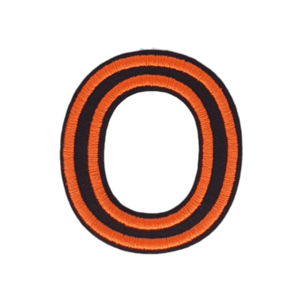 Putali 'O' Alphabet Neon Orange on Black Embroidery Patch D-02