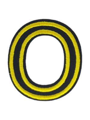 Putali 'O' Alphabet Neon Yellow on Black Embroidery Patch D-02