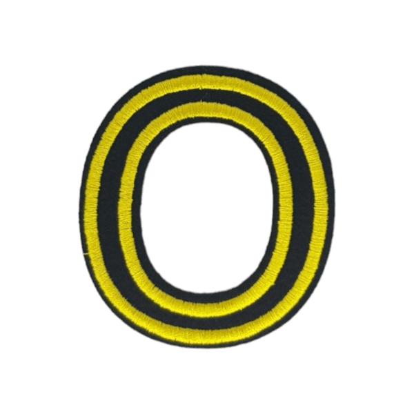 Putali 'O' Alphabet Neon Yellow on Black Embroidery Patch D-02