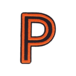 Putali 'P' Alphabet Neon Orange on Black Embroidery Patch D-02