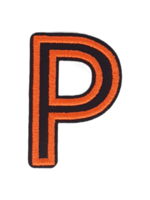 Putali 'P' Alphabet Neon Orange on Black Embroidery Patch D-02