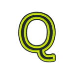 Putali 'Q' Alphabet Neon Green on Black Embroidery Patch D-02