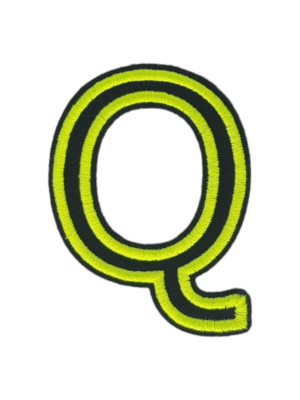 Putali 'Q' Alphabet Neon Green on Black Embroidery Patch D-02