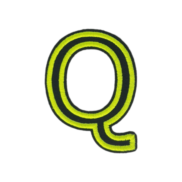 Putali 'Q' Alphabet Neon Green on Black Embroidery Patch D-02