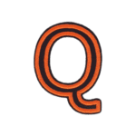 Putali 'Q' Alphabet Neon Orange on Black Embroidery Patch D-02