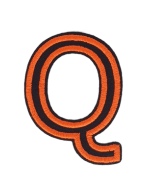 Putali 'Q' Alphabet Neon Orange on Black Embroidery Patch D-02