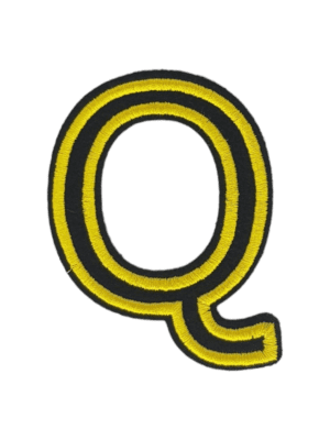 Putali 'Q' Alphabet Neon Yellow on Black Embroidery Patch D-02