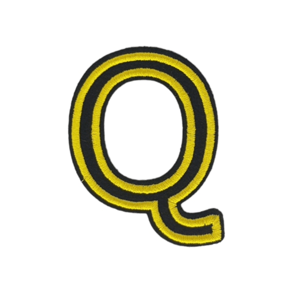 Putali 'Q' Alphabet Neon Yellow on Black Embroidery Patch D-02