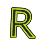 Putali 'R' Alphabet Neon Green on Black Embroidery Patch D-02