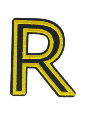 Putali 'R' Alphabet Neon Yellow on Black Embroidery Patch D-02