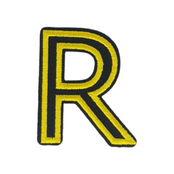 Putali 'R' Alphabet Neon Yellow on Black Embroidery Patch D-02