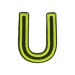 Putali 'U' Alphabet Neon Green on Black Embroidery Patch D-02