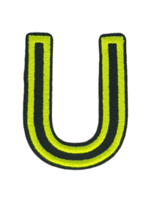 Putali 'U' Alphabet Neon Green on Black Embroidery Patch D-02