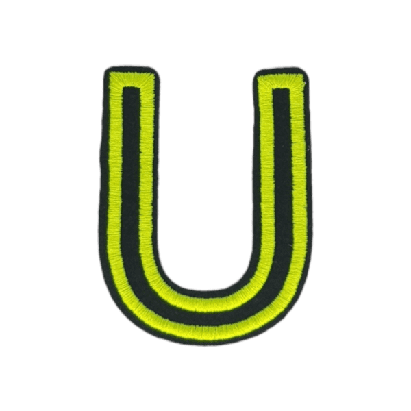 Putali 'U' Alphabet Neon Green on Black Embroidery Patch D-02