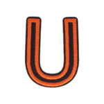 Putali 'U' Alphabet Neon Orange on Black Embroidery Patch D-02