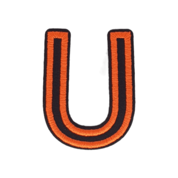 Putali 'U' Alphabet Neon Orange on Black Embroidery Patch D-02