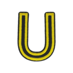 Putali 'U' Alphabet Neon Yellow on Black Embroidery Patch D-02