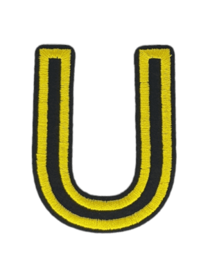 Putali 'U' Alphabet Neon Yellow on Black Embroidery Patch D-02