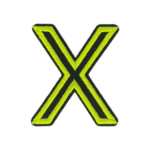 Putali 'X' Alphabet Neon Green on Black Embroidery Patch D-02