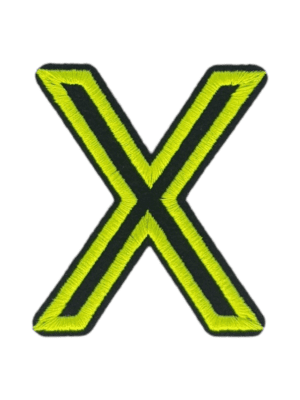 Putali 'X' Alphabet Neon Green on Black Embroidery Patch D-02