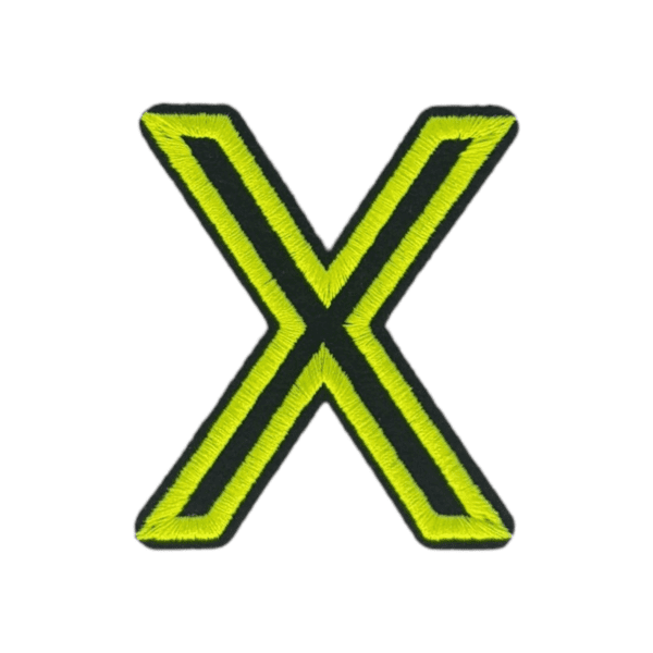 Putali 'X' Alphabet Neon Green on Black Embroidery Patch D-02