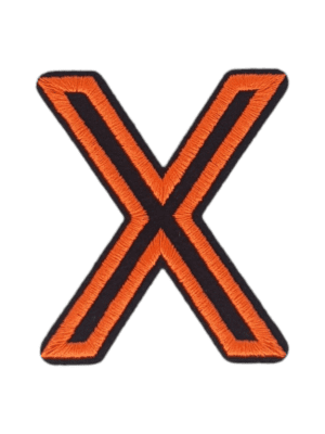 Putali 'X' Alphabet Neon Orange on Black Embroidery Patch D-02