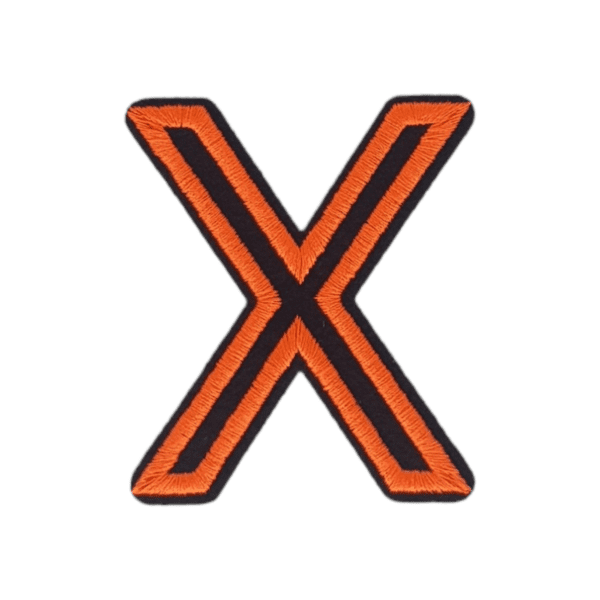 Putali 'X' Alphabet Neon Orange on Black Embroidery Patch D-02