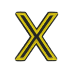 Putali 'X' Alphabet Neon Yellow on Black Embroidery Patch D-02