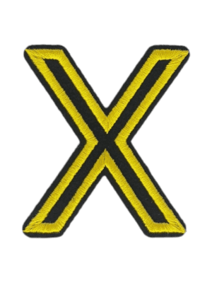 Putali 'X' Alphabet Neon Yellow on Black Embroidery Patch D-02