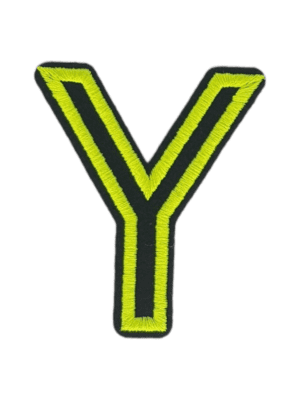 Putali 'Y' Alphabet Neon Green on Black Embroidery Patch D-02